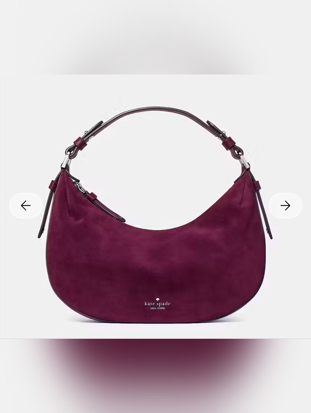 Kate Spade Deep Cherry Selene Suede Shoulder Bag NWT